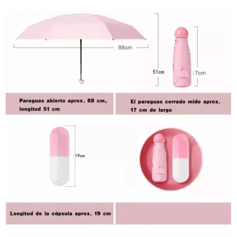 Didier Market Mini Paraguas Portátil Plegable Sombrilla Cápsula Anti Uv