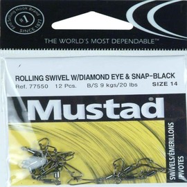 Rolling Swivel W/Diamond Eye & Snap - Black 14