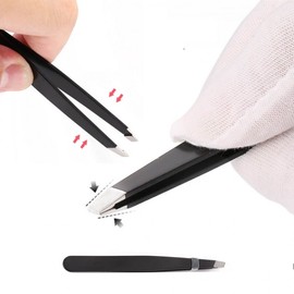 Precision Slanted Tweezers for Eyebrow Grooming, Waxing, Ingrown Hairs, and Gray Hair Removal Black/One Size 2ea