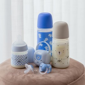 Suavinex Portaciuccio Neonato per 2 Ciucci, Wild&Free Blu, +0 Mesi