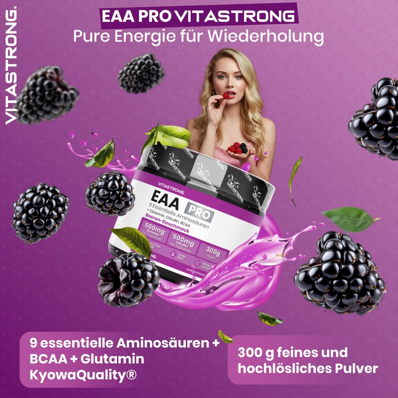EAA Pulver 300g, Aminosäuren Essenziell EAA PRO Vitastrong, 9 Essentielle