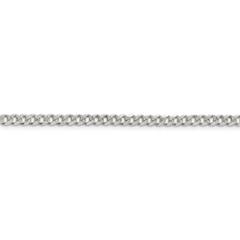 Chain Necklace White Sterling Silver Curb Pave 16 in 4 mm 4mm