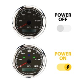 MOTOR METER RACING W Pro 85mm 3-3/8" GPS Speedometer with Turn Signal High Beam 120 MPH Black Dial White LED Digital Odometer Waterproof for Car Truck Motorcycle Harley Marine Boat Yacht