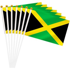 Yamiuo 50 Pack Jamaica Mini Stick Flag, Jamaican Hand Held Small Miniature Stick Flag, National Country Flag for Party Decorations, Outdoor Decoration, Festival Events Celebration, World Cup, Sports Events, International Festival (Jamaica)