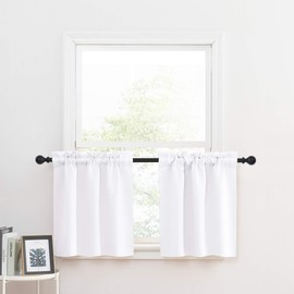 Nicetown W29 - Juego de cortinas con bolsillo para barra, Jardín, Blanco puro, W29xL24, 2