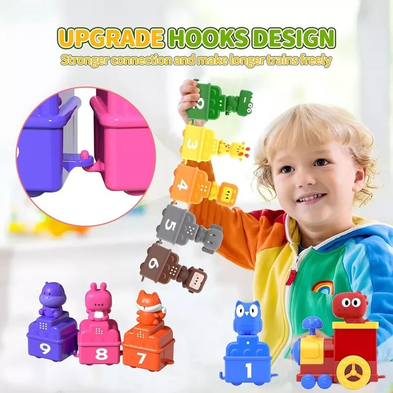 AMYKCNO Fun Number Train Set Montessori Toys 1-4 Years Early