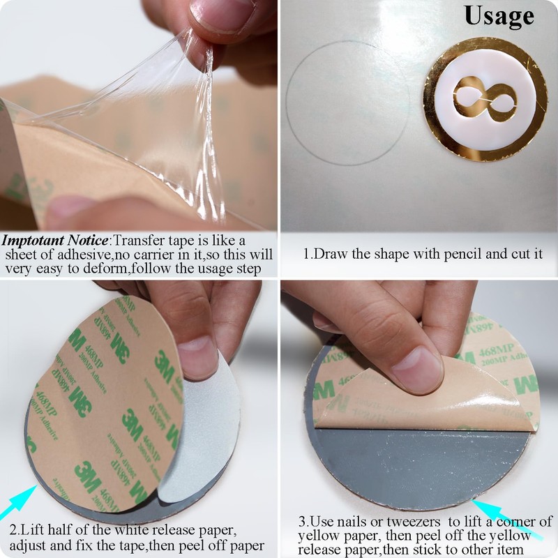 HIKIYEAT Heat Resistant Double Sided Tape,468MP Double Sided Adhesive Transfer
