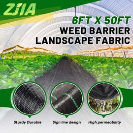 ZJIA 6ft x 50 ft Weed Barrier Heavy Duty Landscape Fabric Weed Blocker Fabric Ground Cover (3.2oz)
