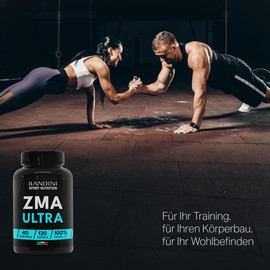 Bandini® ZMA ULTRA | 120 Capsules | Extra High Dose Complex with Magnesium, Zinc & Vitamin B6 | Premium: With 2 Magnesium Compounds | Muscle Function, Energy Booster | No Additives, Vegan, GMO Free