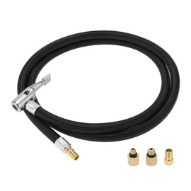 A ABSOPRO Reifenfüller-Verlängerungsrohr Langlebiges 115cm M8x0.8 15,5mm OD Luftkompressor-Verlängerungsschlauchadapter Reifenventil mit Gewindeadapter Nylon Schwarz 1 Set