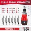 ARROW Stubby Ratcheting Screwdriver, 12-IN-1 Multi Bit Ratchet Screwdriver set,