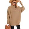 Famulily Womens Turtleneck Batwing Jumpers Oversize Rib Knit Pullover Top 2024 Fall Winter Sweaters Brown M