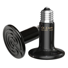 Bocguy 2 x Ceramic Heat Spotlights, 100 W Reptile Heat Lamp, Ceramic Reptiles Heat Lamp, Heat Lamp Terrarium, Ceramic Heat Emitter for Reptiles, Snakes, Chickens, Dogs, Cats, Lizards