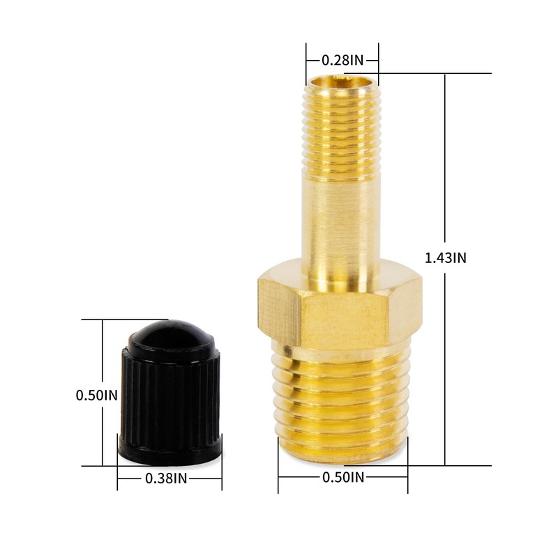 ChillWaves Brass Tank Valve, Standard Valve Core 1/4" NPT Anti-Corrosion