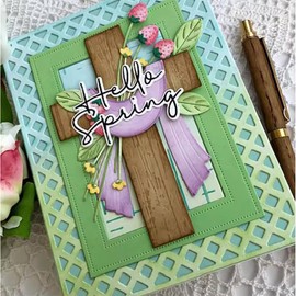 Happy Easter Cross Flowers Metal Die Cuts, Easter Cross Frame Metal Cutting Dies Cut Stencils Card Paper Craft DIY Template Metal Cutting Dies Album Embossing Paper Dies for Card Making Scrapbooking