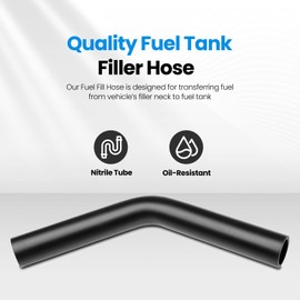 TKKEUEP Gasoline Fuel Filler Neck Hose with 4 Hose Clamps,1 inches Inside Diameter Fuel Hose, Reinforced Gas tank filler hose (45 degree, 1" ID)