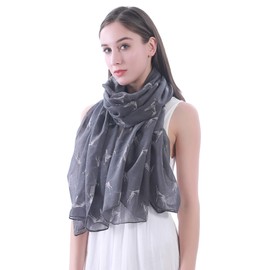 German Shorthaired Pointer Dog Print Women's Scarf Shawl Wrap Lightweight (Dark Grey)