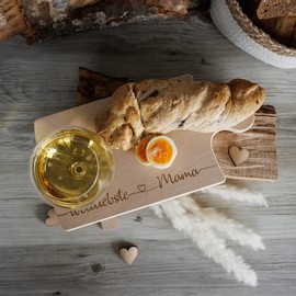 Spruchreif Wooden Chopping Board | Puzzle Wooden Board | Chopping Board with Engraving in Puzzle Shape | Serving Board | Gifts for Parents | Breakfast Board Mum | Gift Mum | World-Favourite Mum