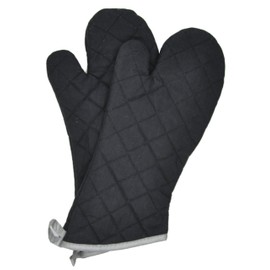 Nouvelle Legende Flame Retardant Quilted Oven Mitts, 17" Heavy-Duty Heat & Burn Protection for Kitchen, BBQ, Grilling, Lab-Tested, Flexible, Oversized, 2-Pack, Black