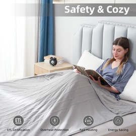 Eydna Electric Heated Blanket Full Size 72"x84", Soft Polar Fleece with 10 Hours Auto-Off & 4 Heating Levels, Overheating Protection, ETL Certification Machine Washable, LightGray