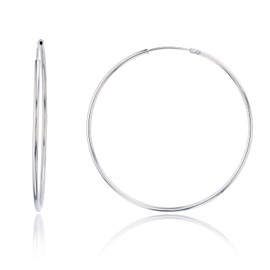 Sterling Silver Polished Endless Hoop Earrings for Women | 1.25x40mm Round Hoop Earrings | Secure Bar Closure | Shiny Classic Earrings