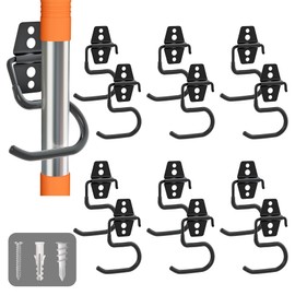 LIGHT DUST Broom Holder Wall Mount - 12 Pack S Hooks Mop Hanger Garage Wall Hanging Organizer - Heavy Duty Tool Hangers for Laundry Room Utility Closet Garage Garden Bathroom Tools Organization