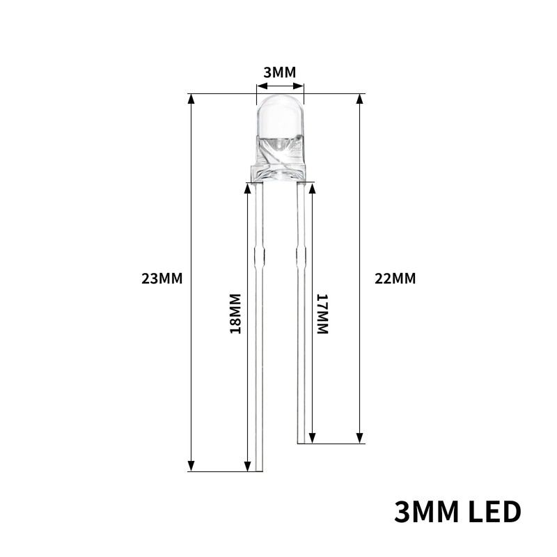 DSSRQI 100pcs Super Bright 3mm LED Diode Lights(Clear Transparent Lens)