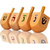 Natural Wood Dreidels Hanukkah Draydel with English Transliteration & Instruction