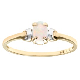 Citerna 9 ct Yellow and White Gold Opal Birth Stone Ring - Size L