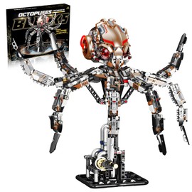 honchoes Mechanical Octopus Building Set, Sea Animal Collection with Light for Adults & Boys 14+ Home Office Decor -1768pcs