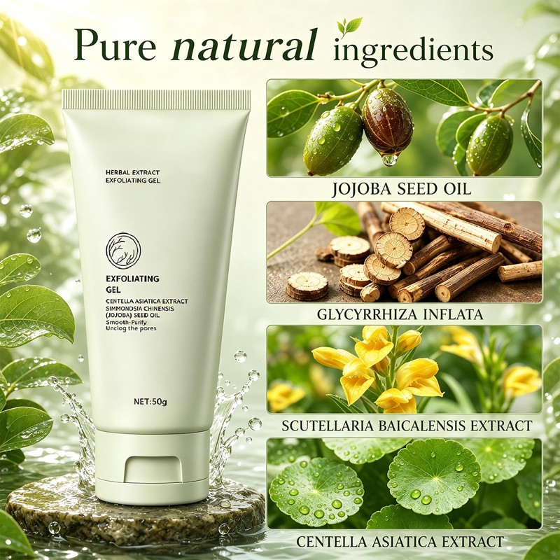 2Pcs Herbal Exfoliating Gel, Gentle Facial Scrub that Hydrating Formula
