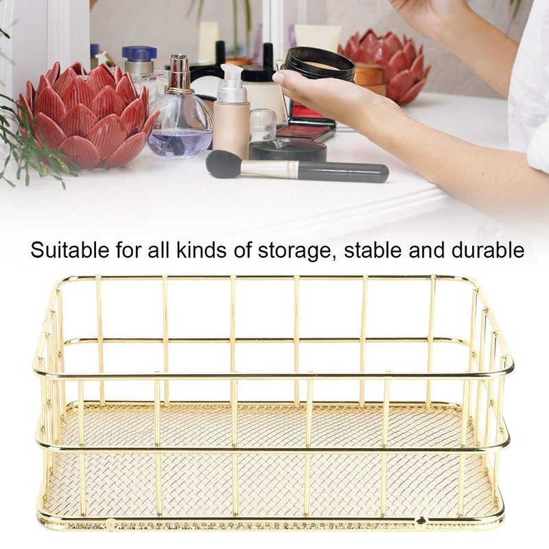Atyhao Golden Iron Storage Basket Organizer Bin Baskets for HomeKitchen
