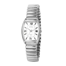 JewelryWe Women's Ultra Thin Easy Reader Watch with Elastic Strap, Golden/Silver Watch