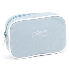 Kitamura YH0218 Handwritten Logo Embroidered Large Pouch, Ice Blue/White [Blue] 21901