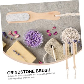 Baluue 2pcs Foot Scrub Tool Wooden Handle Pumice Stone Dead Skin Remover Exfoliating Brush for Feet