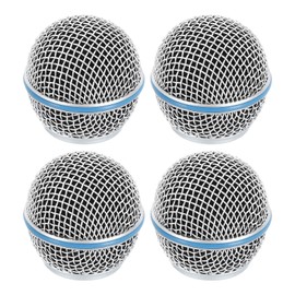 sourcing map 4pcs Mesh Microphone Grill Head Wired Microphone Ball Head Replace for DIY Mic Grill Head Parts Accessory Silver