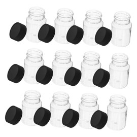 CHILDWEET 24pcs Pill Bottles with Black Screw Caps Leak Wide Mouth Plastic Storage Containers for Laboratory Sampling and Field Research for Specimen Collection and Chemical Storage