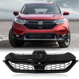 YLT AUTO Front Bumper Cover Grille Cover Replacement Kit Gloss Black Shield Honeycomb Air Intake for 2017 2018 2019 Honda CR-V CRV