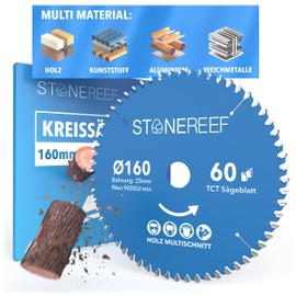 STONE REEF Saw Blade 160 x 20 – Circular Saw Blade [Includes Adapter to Bore 20 & 16 mm], Compatible with Angle Grinders from Bosch, Makita etc. – Saw Blade Circular Saw Nail Proof – for Wood, Metal