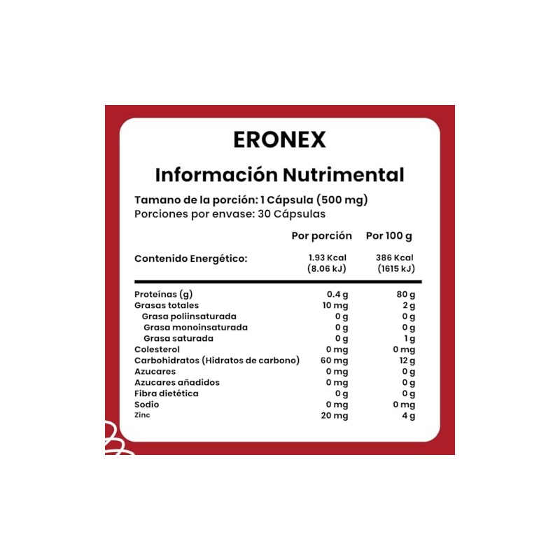 Eronex Frascos Arginina Zinc Suplemento Alimenticio 100 Natural