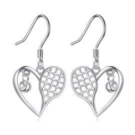 VONALA Tennis Earrings for Women Sterling Silver Tennis Ball Sports Earrings Dangle Jewelry Gifts for Sports Lovers Women Teen Girls, Sterling Silver