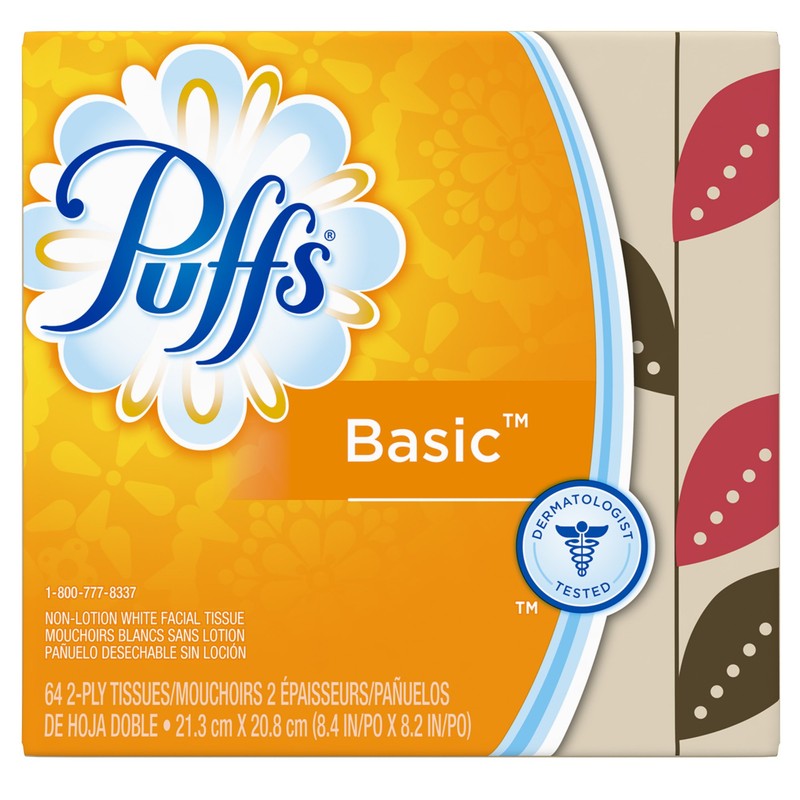 Puffs Basic Facial Tissues; 64 Count; 1 Cube Box (64