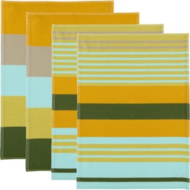 Erwin Müller Tea Towel Pack of 4 Cotton Orange/Green/Turquoise Size 50 x 70 cm