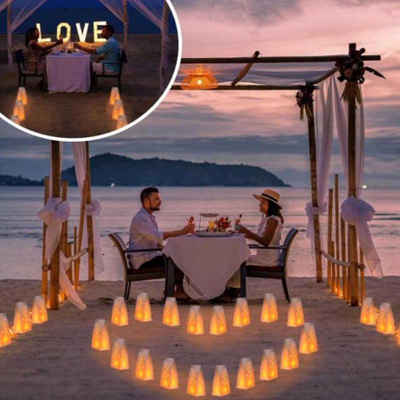 20pcs Tea Light Candle Bag Flame Retardant Reusable Heart Shape