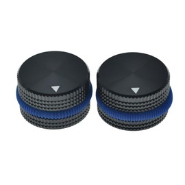 KAISH Paquete de 2 unidades de 25 mm de diámetro. Perillas de potenciómetro de aluminio de 1/4 pulgadas universales de metal para guitarra, bajo, amplificador AMPS, amplificador de potencia, preamplificadores, equipos de audio, azul con junta tórica de g
