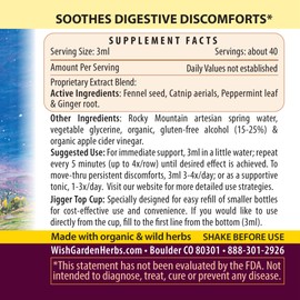 WishGarden Herbs Digestive Rescue - Natural Herbal Digestive Relief Tincture, Organic Supplement for Upset Stomach, Gas, Heartburn, Food Allergy Discomforts with Peppermint Leaf, Fennel & Ginger (4oz)