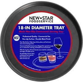 New Star Foodservice Bandeja antideslizante, plástico, recubierto de goma, redondo, 45.7 cm, Negro, Único, 1