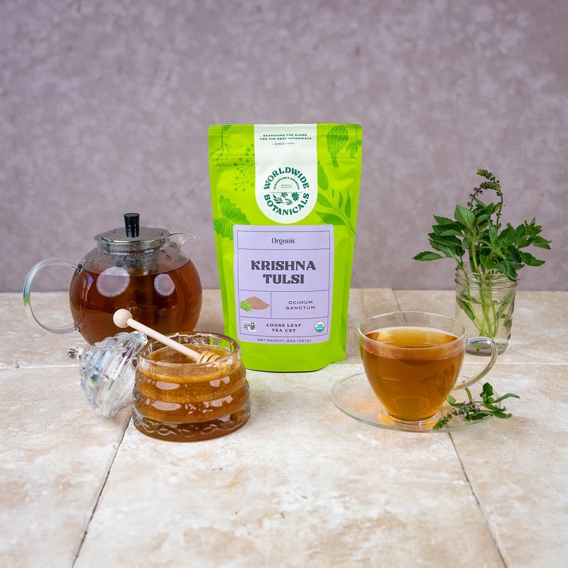 Worldwide Botanicals Organic Holy Basil Tea, 8oz - Tulsi Krishna