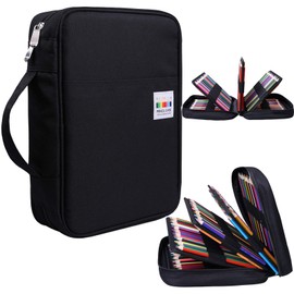 BOMKEE Pencil Case For 220 Pencils, Portable Colouring Pencil Organiser, Waterproof Pencil Holder, Pencil Case for Students, Children, Adults, Artists
