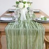 DROMCOM 90 x 300 cm Sage Green Cheesecloth Table Runner